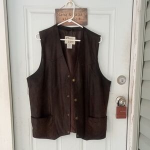 Men's Extra Large Tall Chocolate Brown Leather Vest